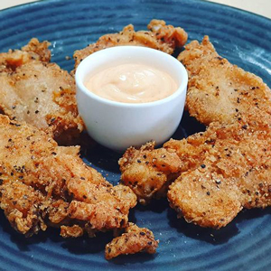 Fried chicken ribs with dipping sauce
